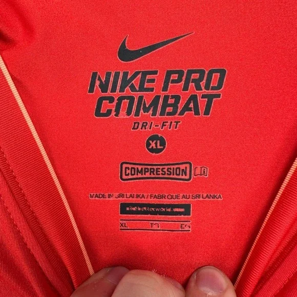 Nike Pro Combat T-Shirt Tee Mens XL Orange Dri-Fit Compression Tight Exercise
